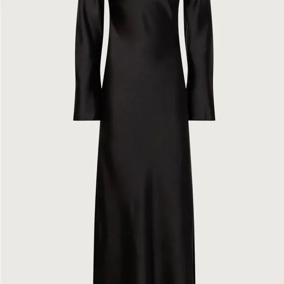 DELFI COLLECTIVE LONG SLEEVE BLACK SATIN GOWN - Picture 5 of 6